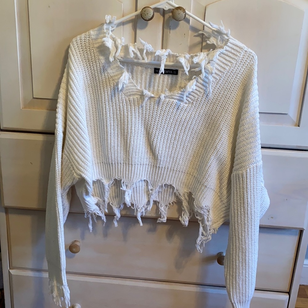 Zaful Cropped and Ripped Sweater